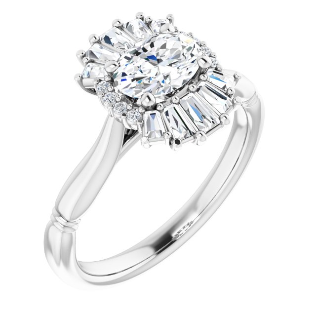14K White Natural White Sapphire & 1/4 CTW Natural Diamond Ring